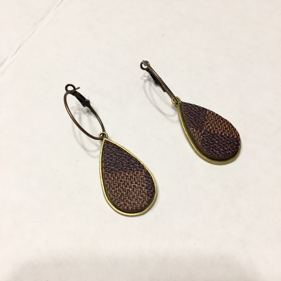 Tear Dangle Upcycled Leather Earrings Inspired - Picture 5 of 6